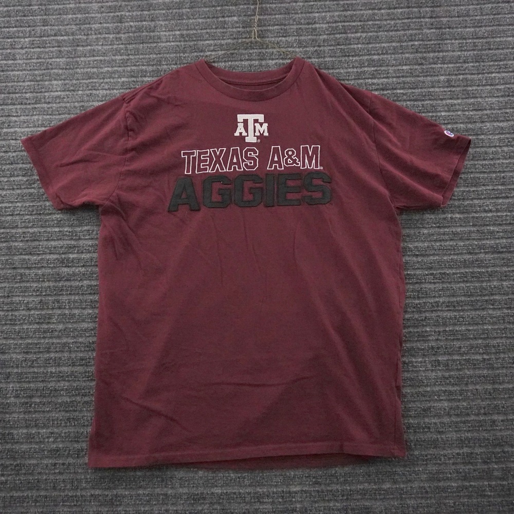 Champion Texas A&M Aggies T-Shirt Mens L Maroon Short Sleeve Collegiate Graphic
